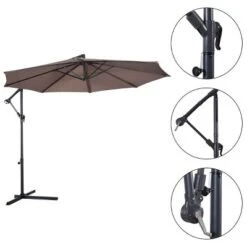 Costway 10' Hanging Umbrella Patio Sun Shade Offset Outdoor Market W/t Cross Base Tan -Costway GUEST 387cf711 d92e 4991 81e9 c7dc238c9404