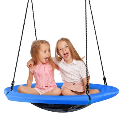Costway 40'' Nest Tree Swing Outdoor Round Swing For Backyard BlueGreen 11 Costway 40'' Nest Tree Swing Outdoor Round Swing For Backyard BlueGreen - Image 11