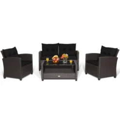 Costway 8 PCS Patio Rattan Furniture Set Glass Table Shelf Sofa Cushion -Costway GUEST 3884e70d be4c 4962 b331 dd1a06049407