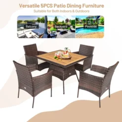 Costway 5PCS Patio Rattan Dining Furniture Set Arm Chair Wooden Table Top 12 Costway 5PCS Patio Rattan Dining Furniture Set Arm Chair Wooden Table Top -Costway GUEST 38b83905 4ab1 49ca a36c 46ce10cd3822