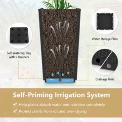 Costway 2PCS Outdoor Wicker Flower Pot 22.5''Tall Planters With Drainage Hole Black/Coffee -Costway GUEST 38dd843d fdfb 4a99 8850 ad7d60fd78b7