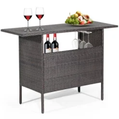 Costway Patio Garden Rattan Wicker Bar Height Counter Table Storage Shelf Rail -Costway GUEST 3909c465 112c 4ae5 972e f3d02a967c4b