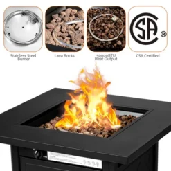 Costway 28'' Propane Fire Pit Table 50,000 BTU Patio Square Gas Fireplace W/Lava Rock -Costway GUEST 39334671 4879 4933 9f68 f0788d3b7f95