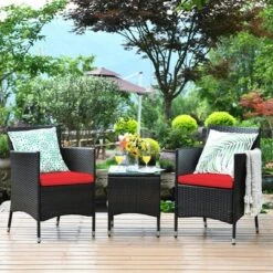 Costway Outdoor 3 PCS PE Rattan Wicker Furniture Sets Chairs Coffee Table Garden 16 Costway Outdoor 3 PCS PE Rattan Wicker Furniture Sets Chairs Coffee Table Garden -Costway GUEST 39411a57 e971 4e85 b74b c9a102848491