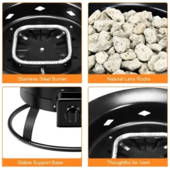 Costway Portable Fire Pit Outdoor 58,000 BTU Propane Patio Lava Rocks Camping Events -Costway GUEST 39715588 8b0b 46b0 a5c4 a4f5e99cd386