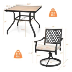 Costway 5PCS Patio Dining Set Square Table 4 Swivel Chair Rocker Cushioned Deck -Costway GUEST 397d38e0 f8a0 4f21 b4f8 f9073bc0f443