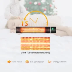 Costway Wall-Mounted Patio Heater 750W/1500W Infrared Heater With 9-Level Adjustable 24H Timer & Remote Control Black -Costway GUEST 39964835 7098 4392 bdfa a72fea70bc98