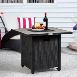 Costway 30'' Square Propane Gas Fire Pit Table Ceramic Tabletop 50,000 BTU With Cover -Costway GUEST 39ac5144 6163 47e3 9fc0 bf3db5c6e118