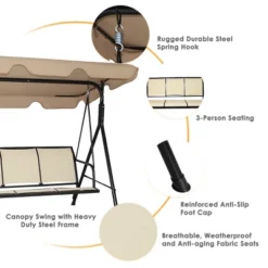 Costway Outdoor Patio Swing Canopy 3 Person Canopy Swing Chair Patio Hammock Brown 13 Costway Outdoor Patio Swing Canopy 3 Person Canopy Swing Chair Patio Hammock Brown -Costway GUEST 39d048f4 5cd4 4f33 8811 1f4a3000ddf4
