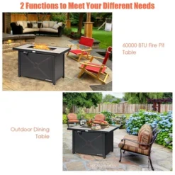 Costway 60,000 BTU 42'' Rectangular Propane Gas Fire Pit Heater Outdoor Table W/ Cover -Costway GUEST 39d47f33 c583 4b97 b0e3 a40ae33669dd