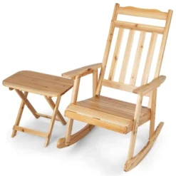 Costway 2PCS Patio Wooden Rocking Chair Bistro Set High Backrest W/Folding Side Table 14 Costway 2PCS Patio Wooden Rocking Chair Bistro Set High Backrest W/Folding Side Table -Costway GUEST 3a56a28b 3629 4d20 89ff 247ac7bad920