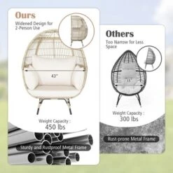 Costway Patio Oversized Rattan Egg Chair Lounge Basket With 4 Cushions For Indoor Outdoor 14 Costway Patio Oversized Rattan Egg Chair Lounge Basket With 4 Cushions For Indoor Outdoor -Costway GUEST 3a7ad1ec 7aaf 434a 922f 56920467841b