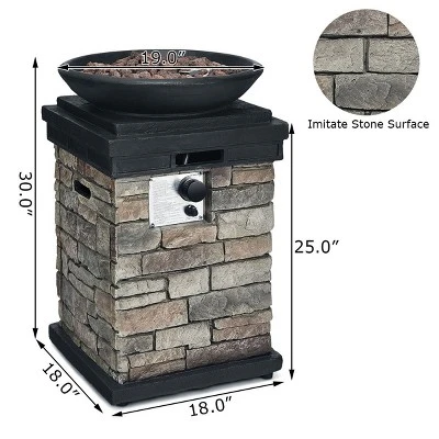 Costway Patio Propane Burning Fire Bowl Column W/ Lava Rocks & Cover 40,000 BTU 2 Costway Patio Propane Burning Fire Bowl Column W/ Lava Rocks & Cover 40,000 BTU - Image 2