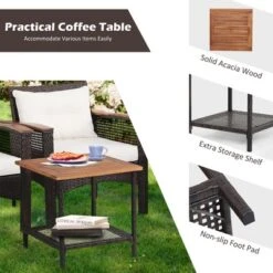 Costway 5PCS Patio Rattan Furniture Set Acacia Wood Table Armrest Cushion Yard 13 Costway 5PCS Patio Rattan Furniture Set Acacia Wood Table Armrest Cushion Yard -Costway GUEST 3b1d0a8f 8dfb 4ed5 9c59 65f3962d236d