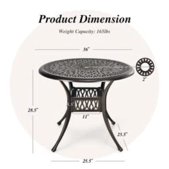 Costway 36'' Patio Round Dining Bistro Table Cast W/2'' Umbrella Hole -Costway GUEST 3b36ef9b c6d5 4e8f 9a21 3febbca5d82f