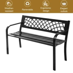 Costway Patio Park Garden Bench Porch Path Chair Outdoor Deck Steel Frame -Costway GUEST 3b71ed21 425e 450a a489 4b4841b5b48a