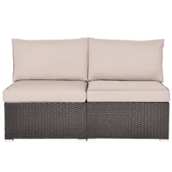 Costway 2PCS Patio Rattan Armless Sofa Sectional Conversation Furniture Set W/Cushion -Costway GUEST 3b7433e7 f4e9 46b2 92be e3facb676808
