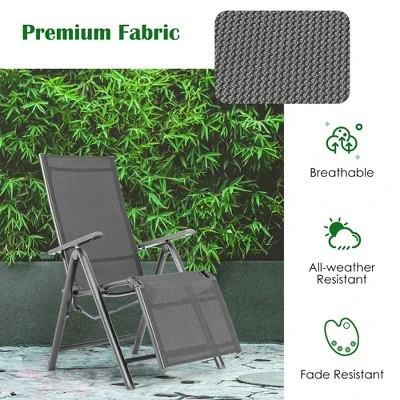 Costway Outdoor Foldable Reclining Chair Aluminum Frame 7-Position Adjustable 7 Costway Outdoor Foldable Reclining Chair Aluminum Frame 7-Position Adjustable - Image 7
