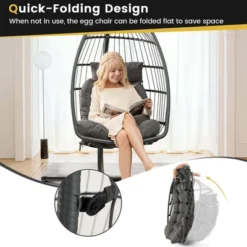 Costway Hanging Egg Chair Wicker Swing Hammock Chair With Head Pillow & Seat Cushion Gray 15 Costway Hanging Egg Chair Wicker Swing Hammock Chair With Head Pillow & Seat Cushion Gray -Costway GUEST 3b91cfa5 301d 4b11 974a 4fa73b8e48fb