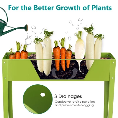 Costway 24'' X12'' Outdoor Elevated Garden Plant Stand Raised Tall Flower Bed Box 2 Costway 24'' X12'' Outdoor Elevated Garden Plant Stand Raised Tall Flower Bed Box - Image 2