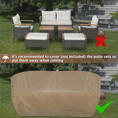 Costway 7PCS Patio Rattan Furniture Set Cushion Armrest Loveseat Ottoman Table 8 Costway 7PCS Patio Rattan Furniture Set Cushion Armrest Loveseat Ottoman Table - Image 8