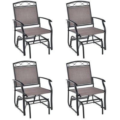 Costway 2pcs Patio Glider Set Single Swing Rocking Chair Heavy-Duty Metal Frame Outdoor 10 Costway 2pcs Patio Glider Set Single Swing Rocking Chair Heavy-Duty Metal Frame Outdoor - Image 10