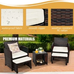 Costway 5PCS Patio Rattan Wicker Furniture Set Sofa Ottoman W/ Cushions White 11 Costway 5PCS Patio Rattan Wicker Furniture Set Sofa Ottoman W/ Cushions White -Costway GUEST 3bd13fb3 29a6 46b1 92ef 211a90b1f75c