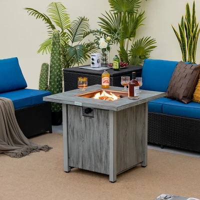 Costway 28'' Patio Square Fire Pit Table 40,000 BTU Propane Gas Table With Lid & Lava Rocks 3 Costway 28'' Patio Square Fire Pit Table 40,000 BTU Propane Gas Table With Lid & Lava Rocks - Image 3