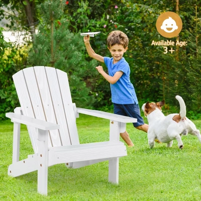 Costway Kid's Adirondack Chair Patio Wood High Backrest Arm Rest 110 LBS Capacity 1 Costway Kid's Adirondack Chair Patio Wood High Backrest Arm Rest 110 LBS Capacity