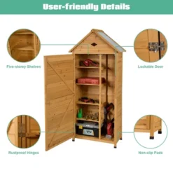 Costway Outdoor Storage Shed Lockable Wooden Garden Tool Storage Cabinet W/ Shelves -Costway GUEST 3c39f89b 35d4 4ad3 9c0e e429ab73c996