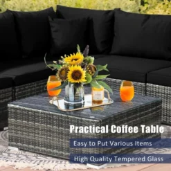 Costway 7PCS Patio Rattan Furniture Set Sectional Sofa Garden Black Cushion 14 Costway 7PCS Patio Rattan Furniture Set Sectional Sofa Garden Black Cushion -Costway GUEST 3c9443d6 bd5e 462b 811b c79b64464fad