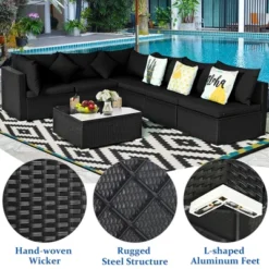 Costway 7PCS Patio Rattan Sofa Set Sectional Conversation Furniture Set Garden Black -Costway GUEST 3d1a227f 00f0 40fe 8e8e 17cb2e92c4d0
