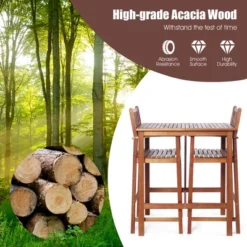 Costway 3PCS Bar Set Acacia Wood Bar Height Patio Bistro Dining Set Outdoor -Costway GUEST 3d29e4fe cc0e 4f17 9b1d 53a1aff86a6b