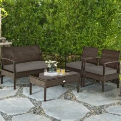 Costway 8PCS Rattan Patio Conversation Set Outdoor Furniture Set Garden W/Cushion -Costway GUEST 3da0d9d1 1b2b 4a06 9398 a2fe9f8fb30b