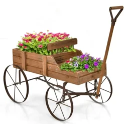 Costway Garden Plant Planter Wooden Wagon Planter W/ Wheel Garden Yard 21 Costway Garden Plant Planter Wooden Wagon Planter W/ Wheel Garden Yard -Costway GUEST 3de3a309 42f5 4156 b6a6 faac01c91770