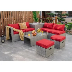 Costway 8PCS Patio Rattan Furniture Set Storage Waterproof Cover Cushion -Costway GUEST 3e102aa9 c6bd 40ce 9beb 7731210d043f