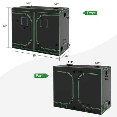Costway 4x8 Grow Tent, 96''x48''x80'' High Reflective Mylar W/Observation Window GrayBlack 8 Costway 4x8 Grow Tent, 96''x48''x80'' High Reflective Mylar W/Observation Window GrayBlack - Image 8