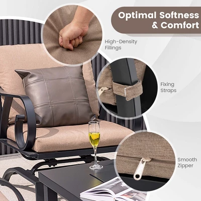 Costway 5pcs Patio Rocking Chairs 4-in-1 Fire Pit Table Heavy-Duty Conversation Outdoor 7 Costway 5pcs Patio Rocking Chairs 4-in-1 Fire Pit Table Heavy-Duty Conversation Outdoor - Image 7