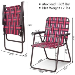 Costway 6pcs Folding Beach Chair Camping Lawn Webbing Chair Lightweight 1 Position Red -Costway GUEST 3e57f60f e8d4 44c9 84c3 aef726a32d11