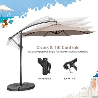 Costway 10 FT Patio Offset Umbrella W/8 Ribs Cross Base Tilt 7 Costway 10 FT Patio Offset Umbrella W/8 Ribs Cross Base Tilt - Image 7