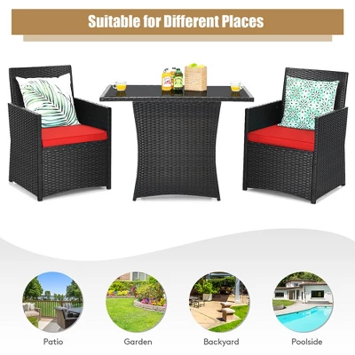 Costway 3PCS Patio Rattan Furniture Set Cushion Sofa Armrest Garden Deck 6 Costway 3PCS Patio Rattan Furniture Set Cushion Sofa Armrest Garden Deck - Image 6