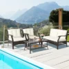 Costway 8 PCS Outdoor Rattan Conversation Set Patio Rattan Sofa Set W/ Protective Cover