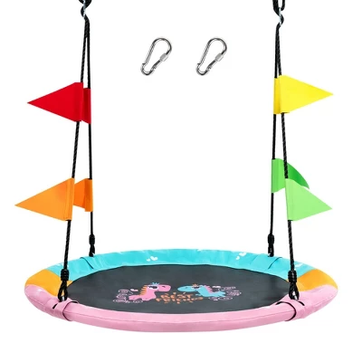 Costway 40'' Flying Saucer Tree Swing Indoor Outdoor Swing Play Set W/Hanging Strap Horse 1 Costway 40'' Flying Saucer Tree Swing Indoor Outdoor Swing Play Set W/Hanging Strap Horse