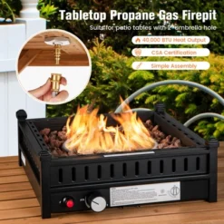 Costway Portable Tabletop Fire Bowl 40,000 BTU Propane Firepit Fit Umbrella Holes Table -Costway GUEST 3f765f53 293a 40e5 ade4 9c0bf32e4802