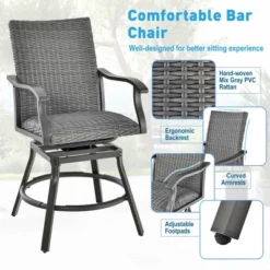 Costway 3PCS Patio Rattan Bar Table Stools Set Aluminum 360° Swivel Chairs With Padded Seat 16 Costway 3PCS Patio Rattan Bar Table Stools Set Aluminum 360° Swivel Chairs With Padded Seat -Costway GUEST 3f9823a5 1878 49e3 96c9 4ca90da06cf0