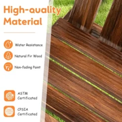 Costway 2 Person Adirondack Chair Kid Solid Wood Loveseat Backrest Arm Rest Patio Coffee/White -Costway GUEST 3fa36c10 d1a1 43b4 a06d 867d6917fa7c