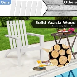 Costway 2PCS Patio Adirondack Chair Side Table Set Solid Wood Garden Deck White -Costway GUEST 3fbe2966 d89d 456d b7bb f431ae2c0b47