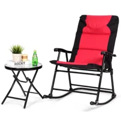 Costway 3 PCS Outdoor Folding Rocking Chair Table Set Bistro Sets Patio Furniture Red -Costway GUEST 3ff5f44c 2280 4dff a8e9 889b79978d8e