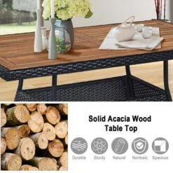 Costway 10 PCS Patio Rattan Dining Set Rectangular Wood Top Tables Cushioned Chair Garden -Costway GUEST 400e9b5b bed6 4ae4 83c0 5296e350a2d6