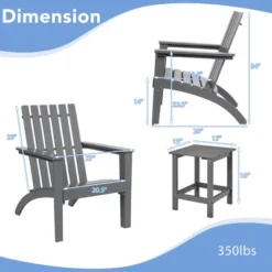 Costway 3PCS Patio Adirondack Chair Side Table Set Solid Wood Garden Deck Grey -Costway GUEST 4025850a 7f80 4024 9977 9668e1219919